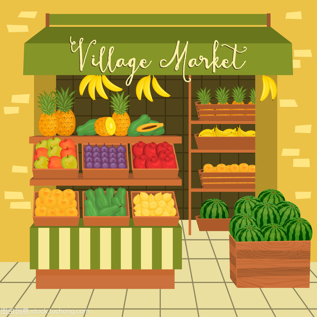 農(nóng)民市場(chǎng)。街頭食品